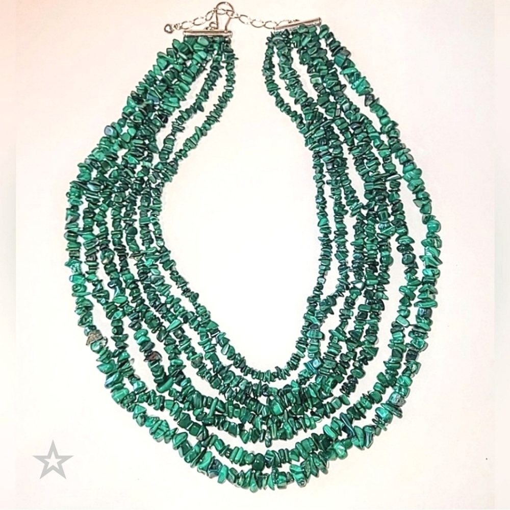 JAY KING MALACHITE 7-STRAND NECKLACE - STERLING SILVER CLASP